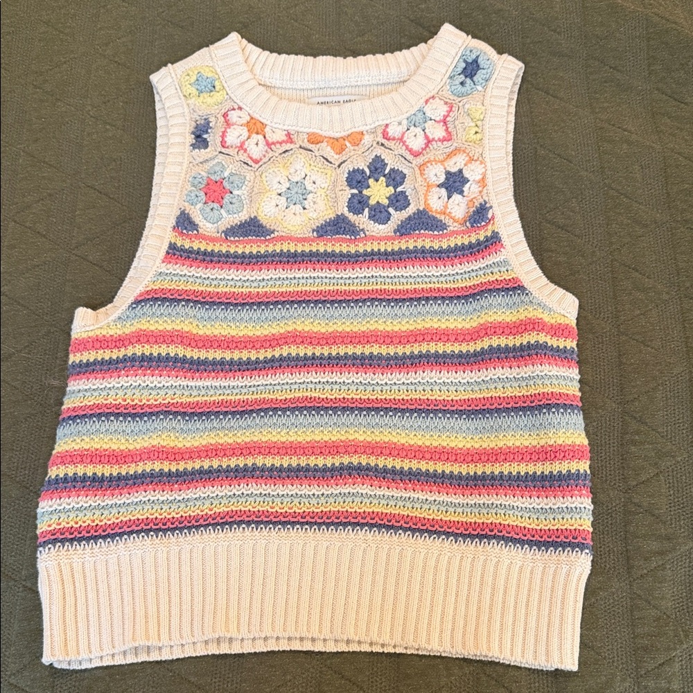 American Eagle Outfitters Multicolor Crochet Tank Top